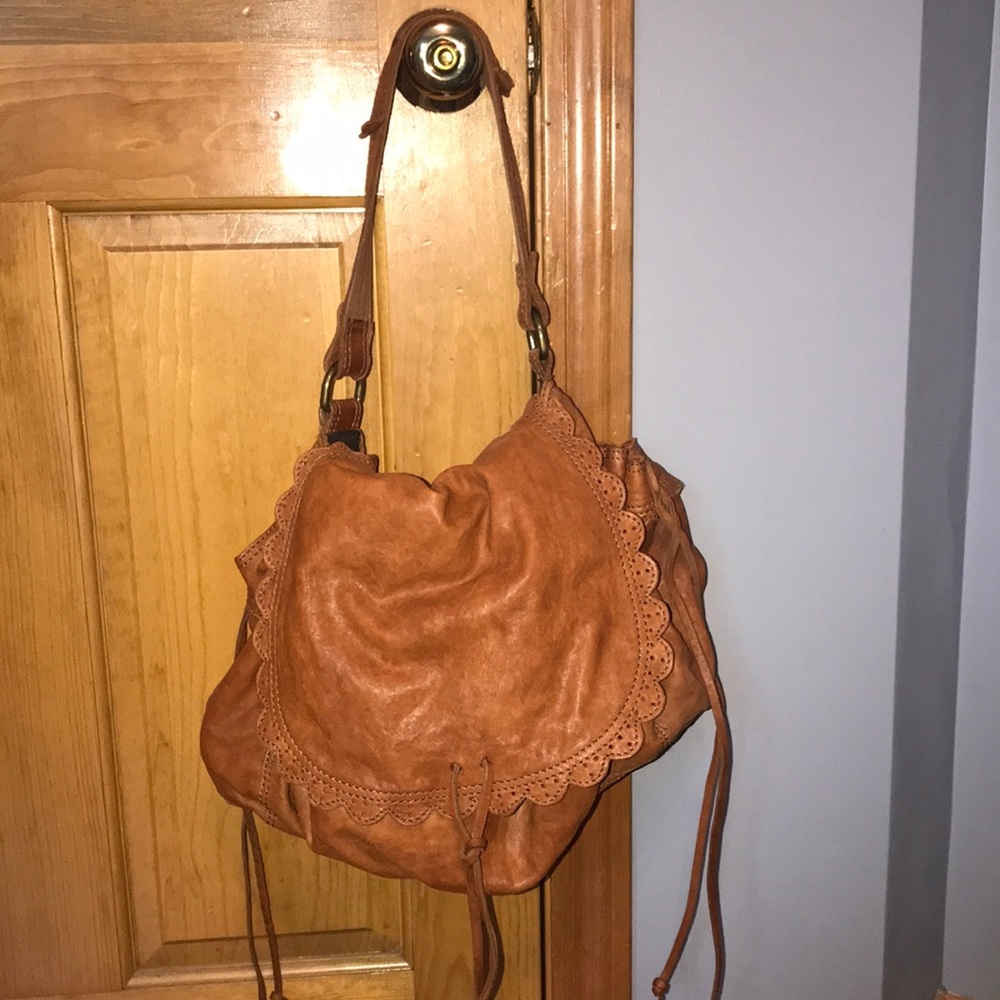 Brown leather boho bag